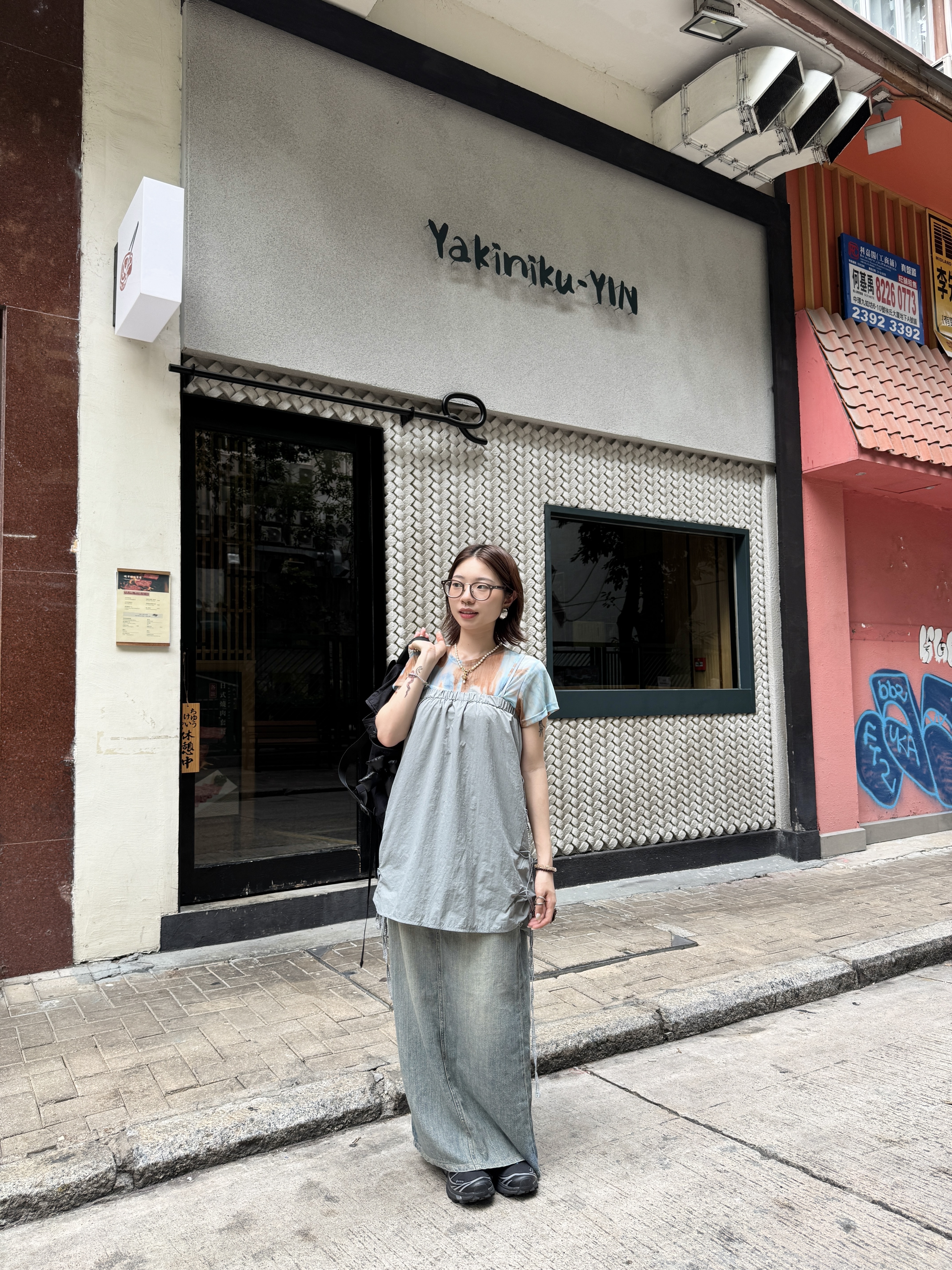 [兩色入] 通氣軟料直筒牛仔SK(navy)