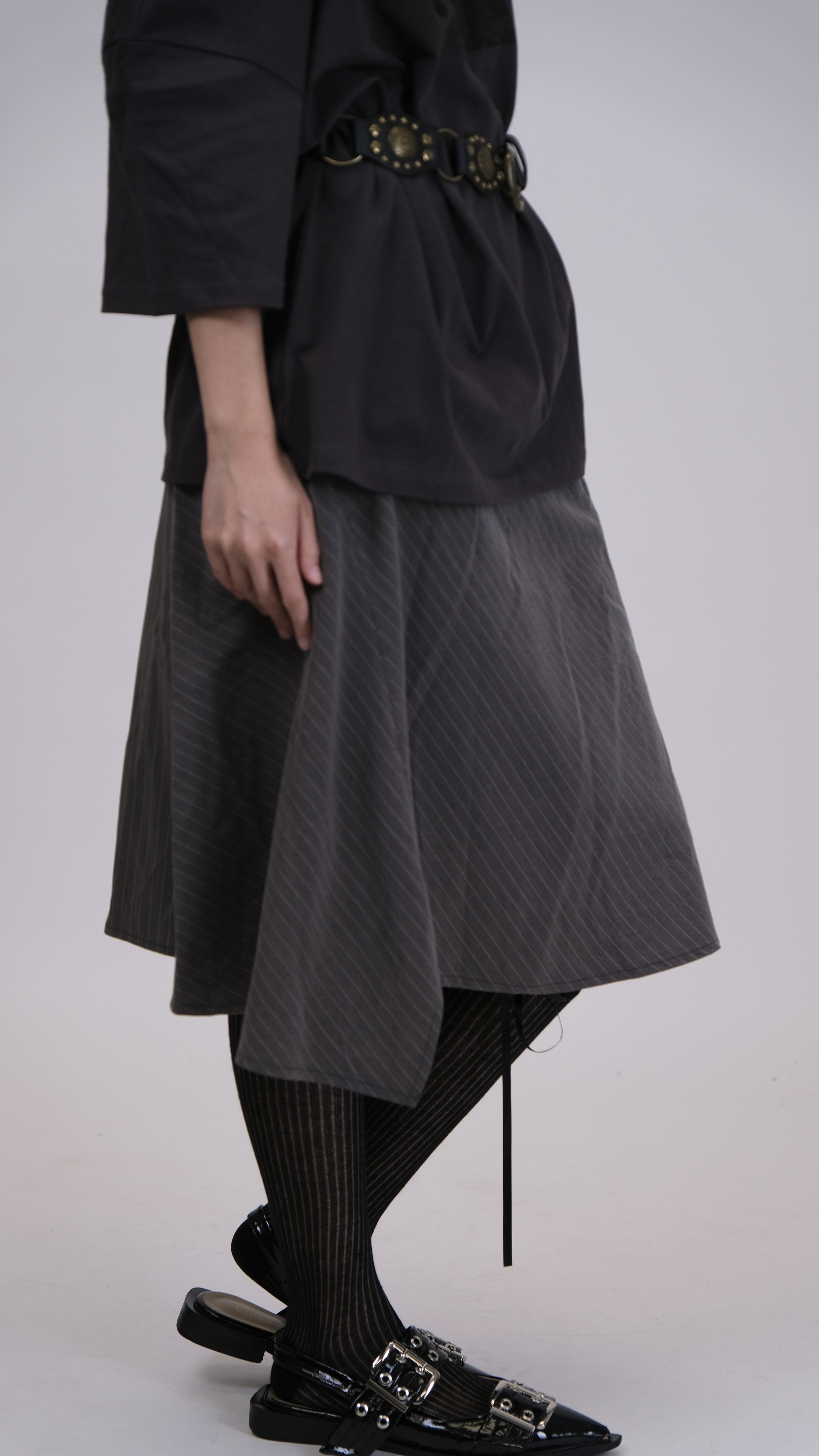 不規則的的間條中西裙