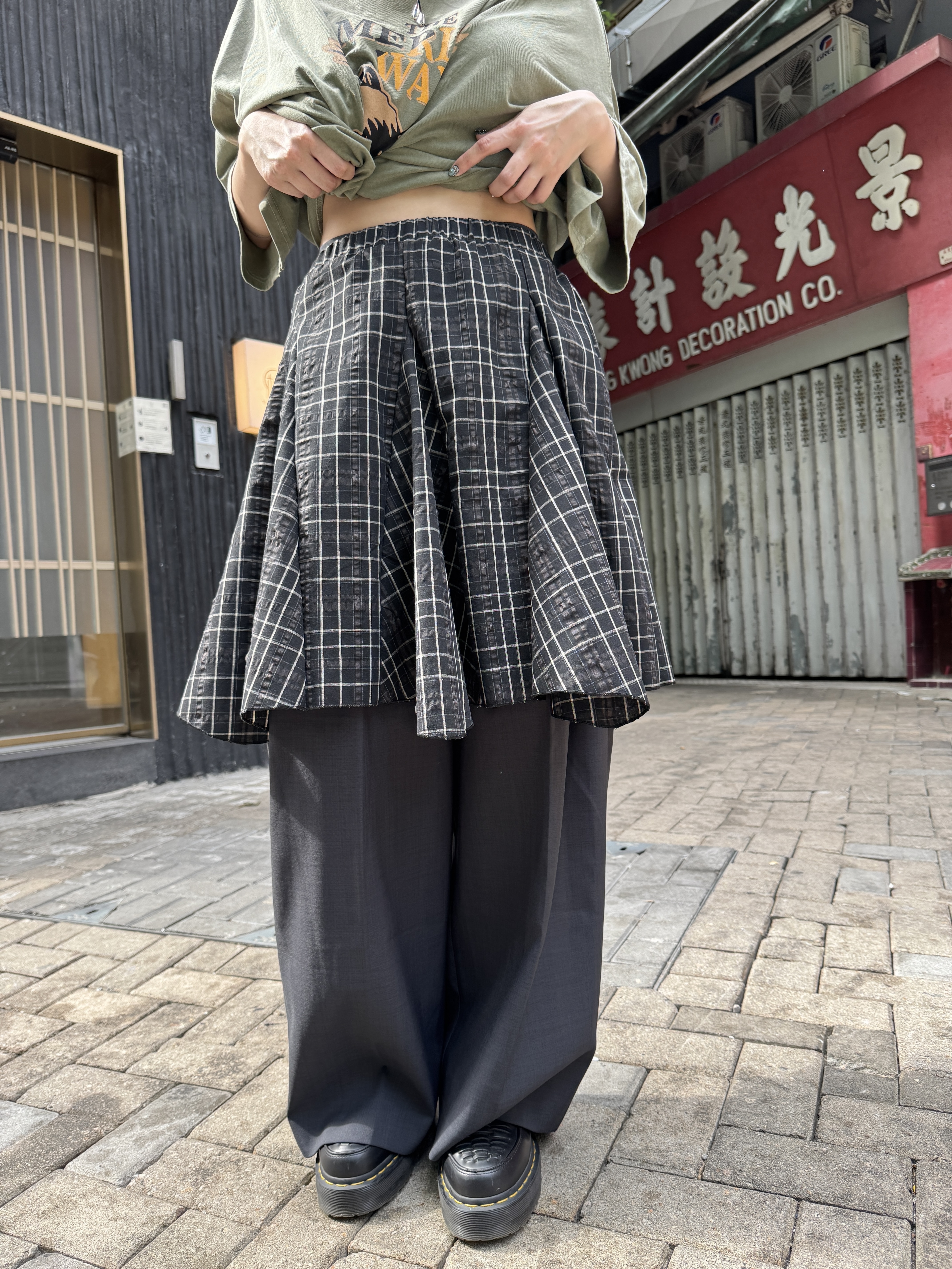 不規則格仔中裙