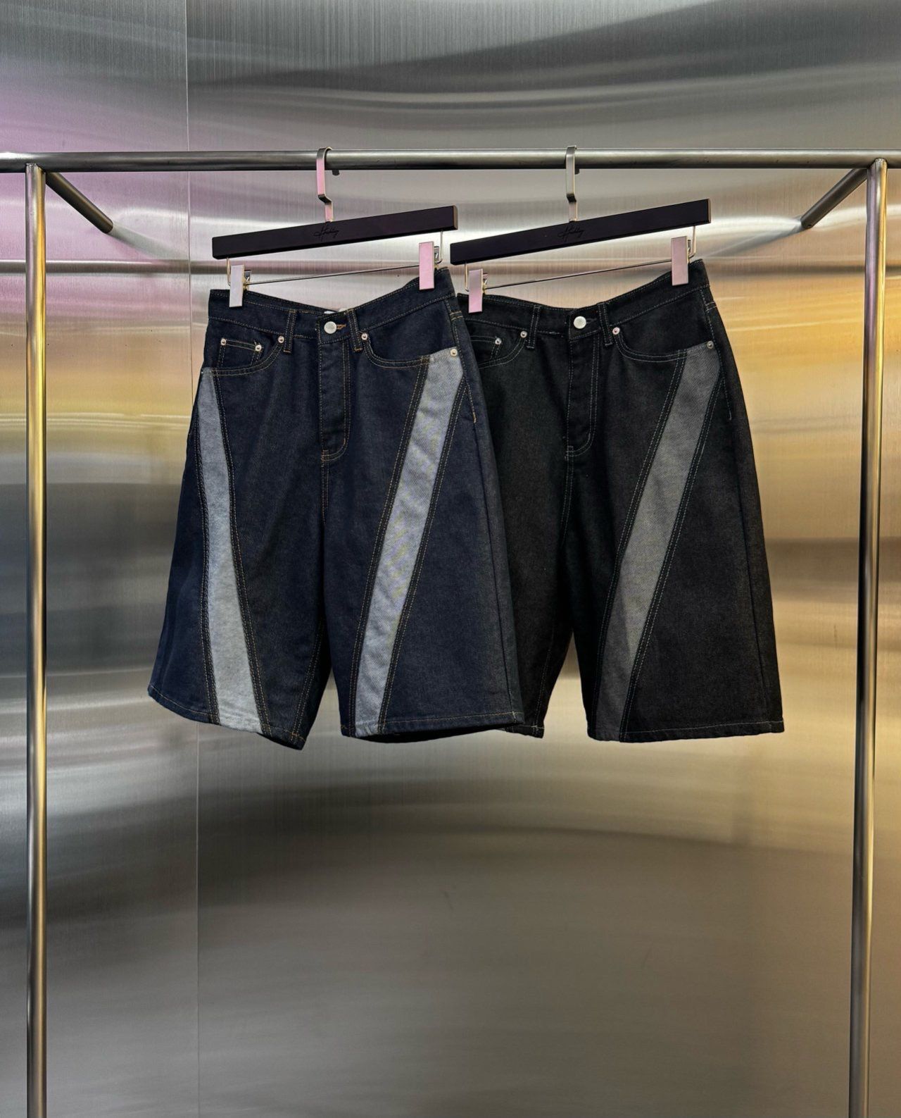 拼色牛仔短褲 Hashtag-042P