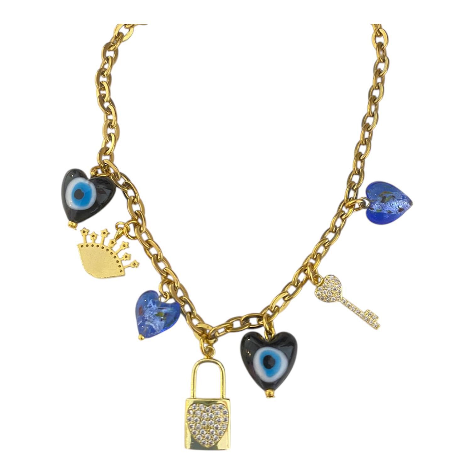 1MY1122-350 MAYOL 希臘全人手製飾品 Necklace Blue Gold (A-K11-E)