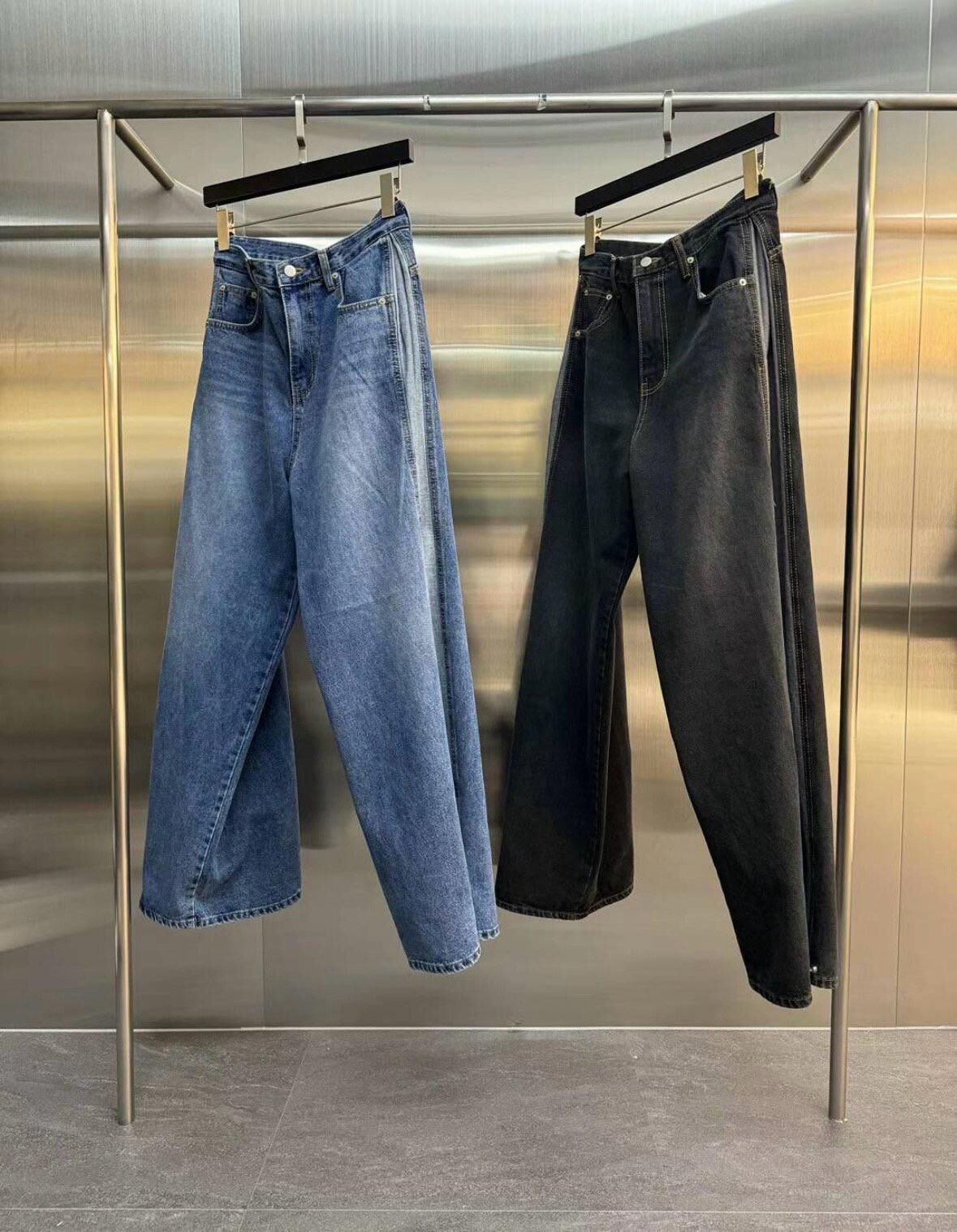 洗水拼色鬆身牛仔褲 Hashtag-047P