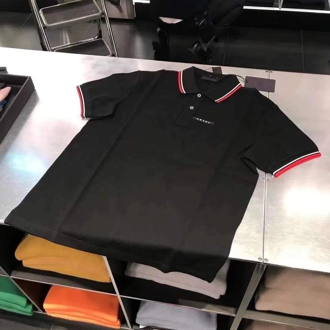 PRADA 經典款 黑色紅邊Polo 男款