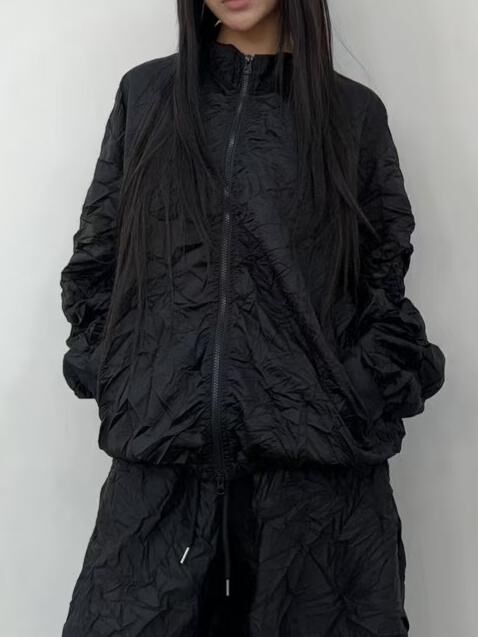 淨色皺布拉鍊外套 Seeot-032JK