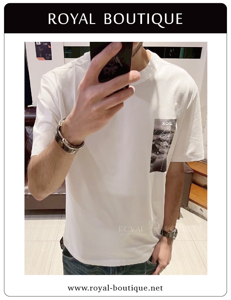 BOSS 左胸長條相片印花短T