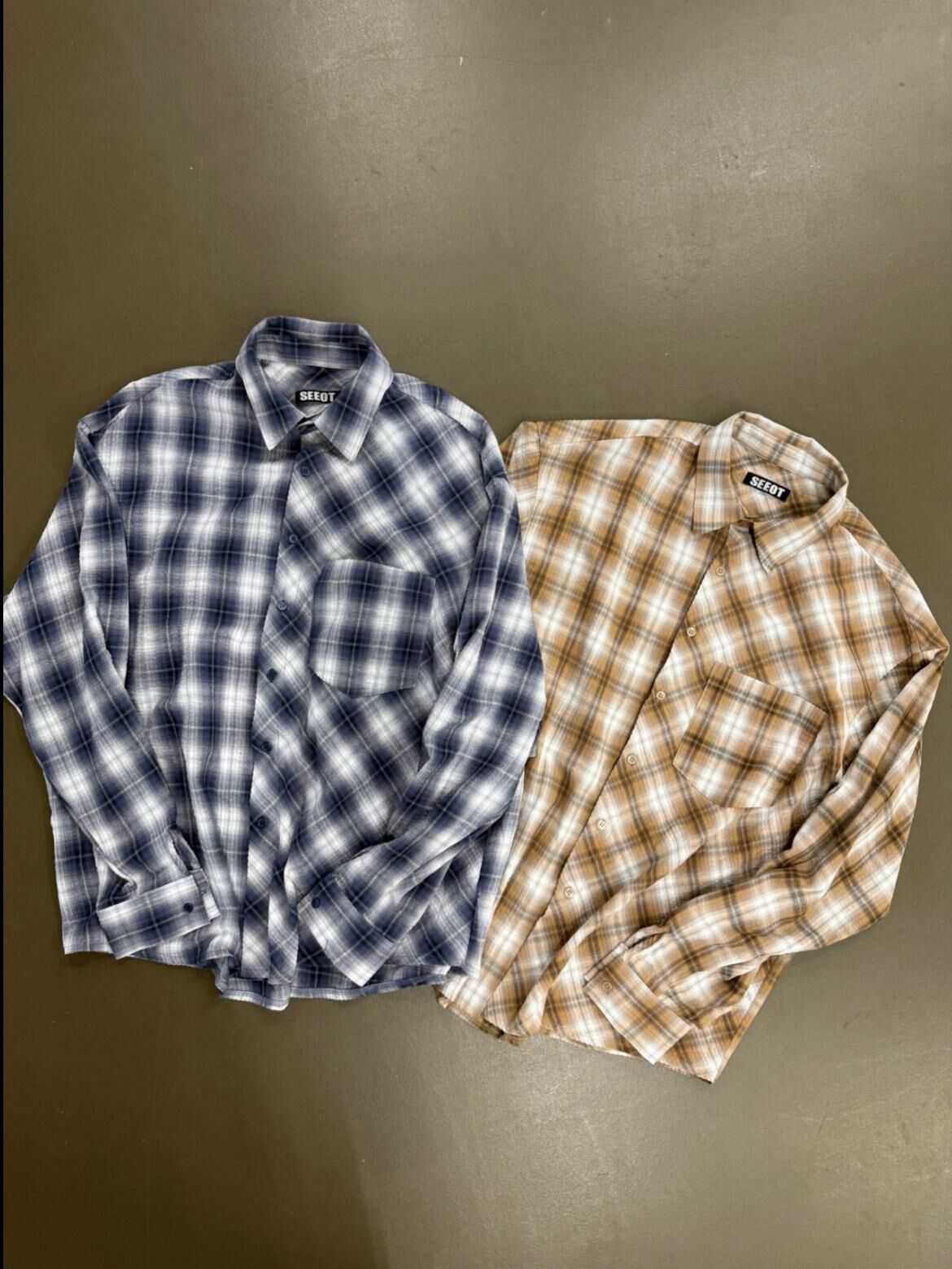 格仔長袖恤衫 Seeot-034S