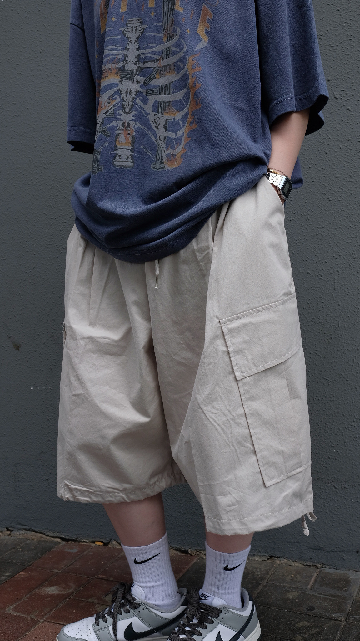 SPT0055 側束繩闊工裝七分褲