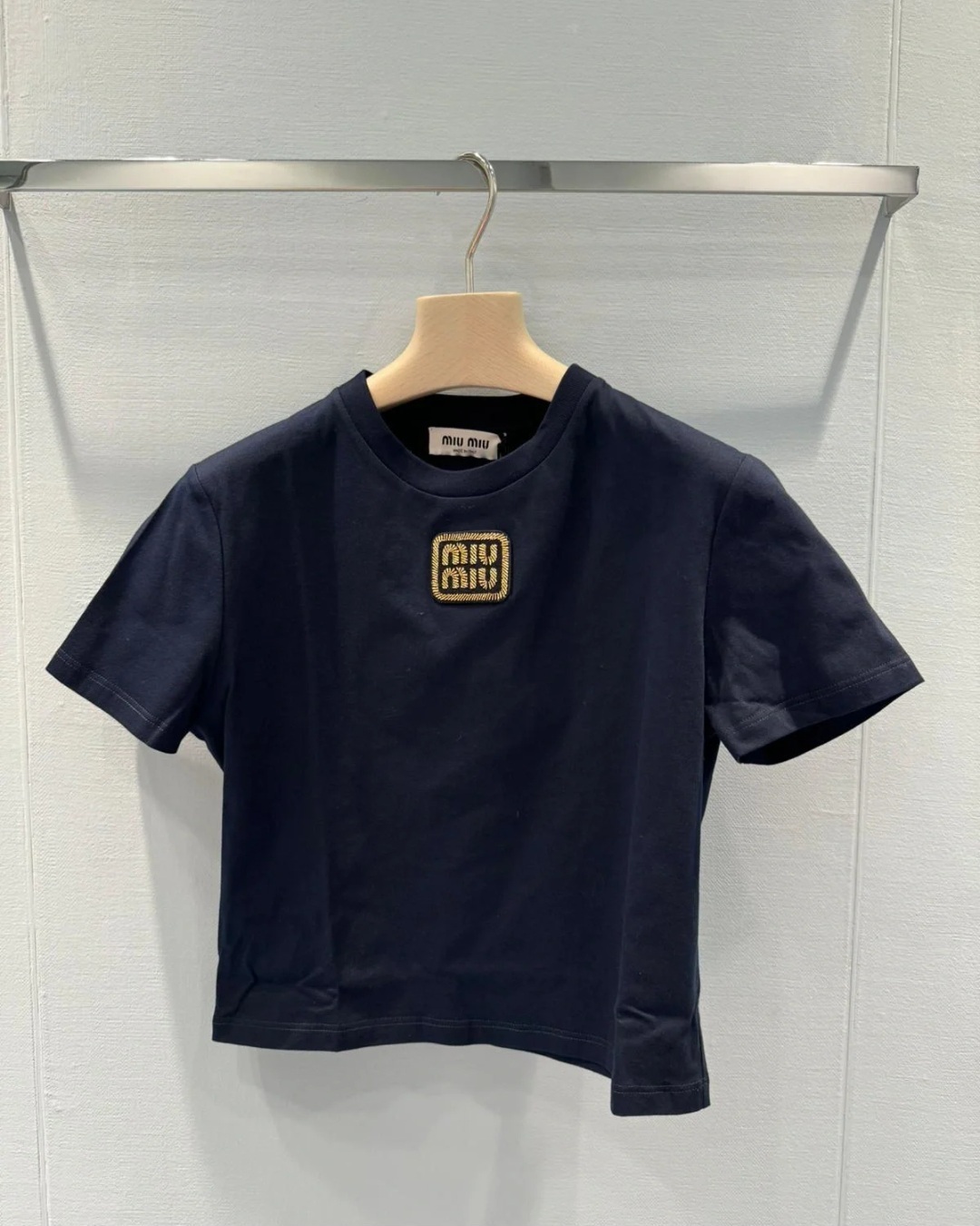 Miu Miu 深藍色 金字Tee