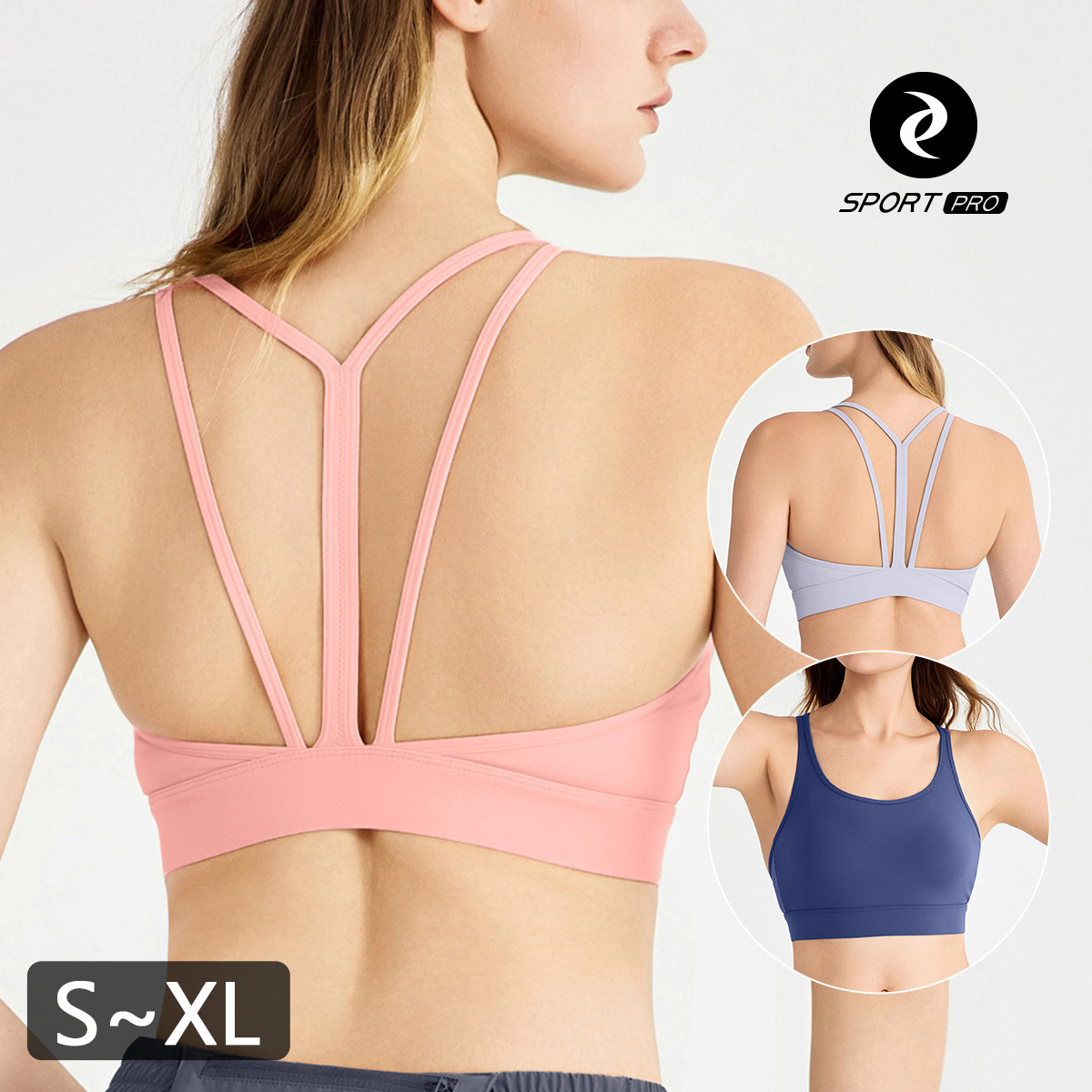 中強度雙細肩Y字美背瑜珈運動機能內衣【半固定罩杯】