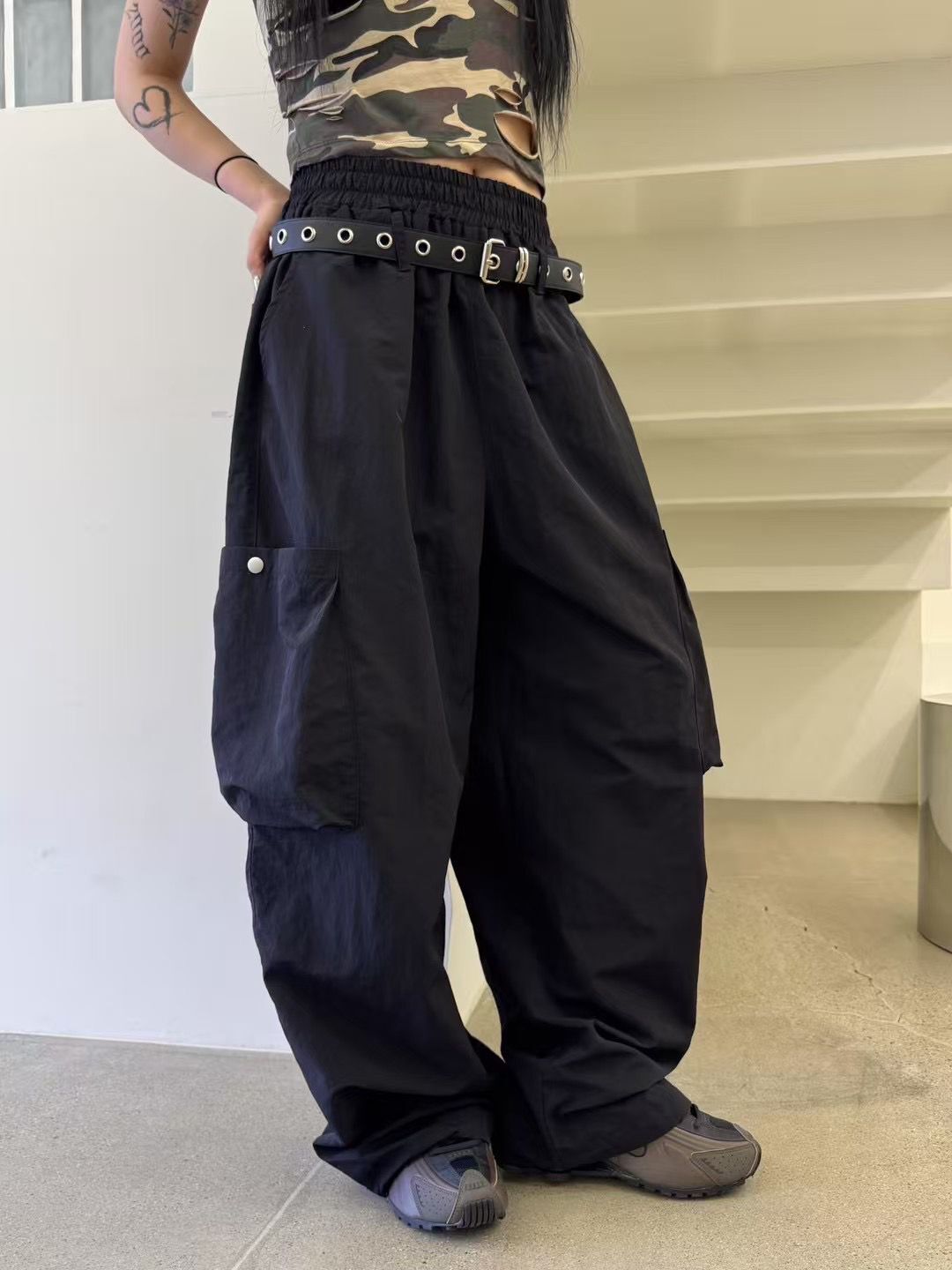 淨色工裝鬆身褲 Seeot-044P