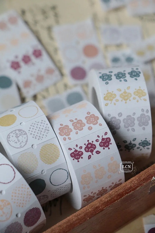 吉 LCN．春季小花 標籤機貼紙膠帶 共2色 <整捲/2款綜合分裝>