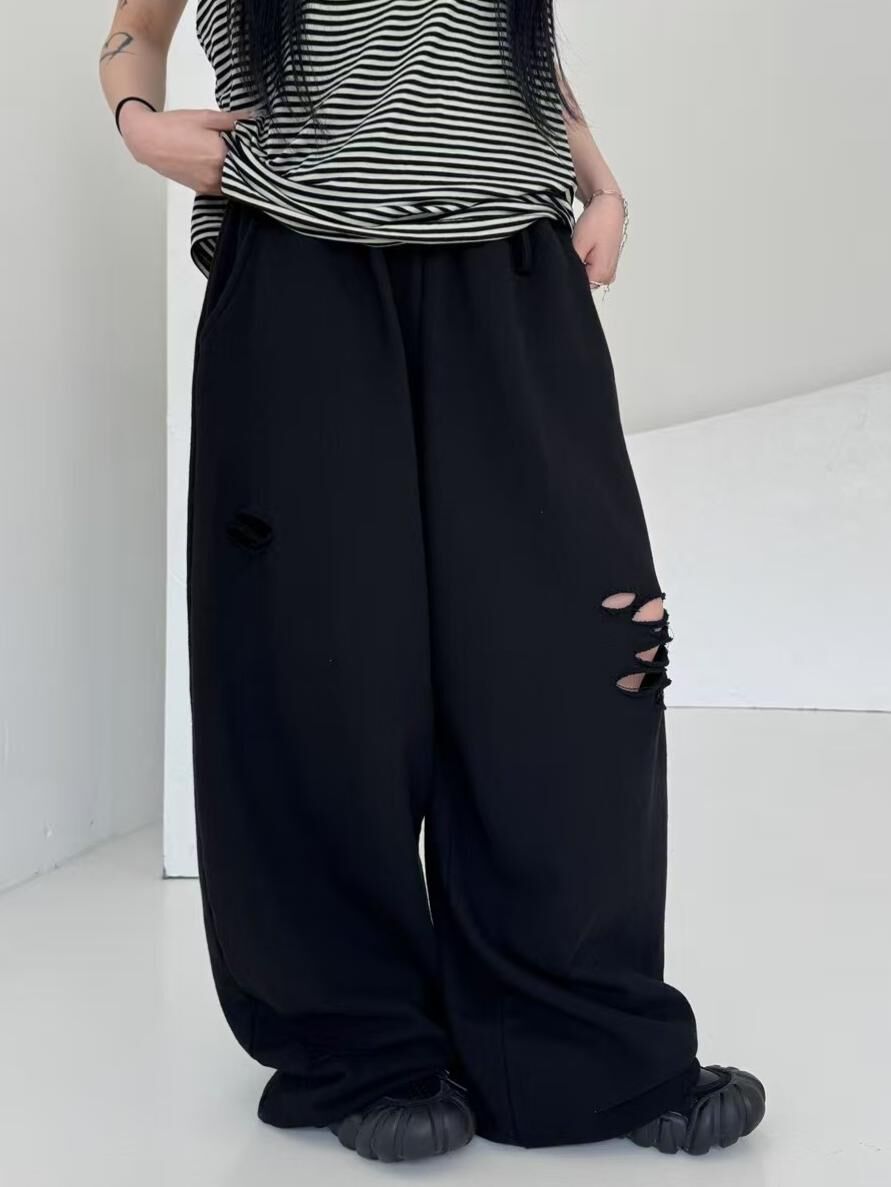 淨色破洞鬆身運動褲 Seeot-053P