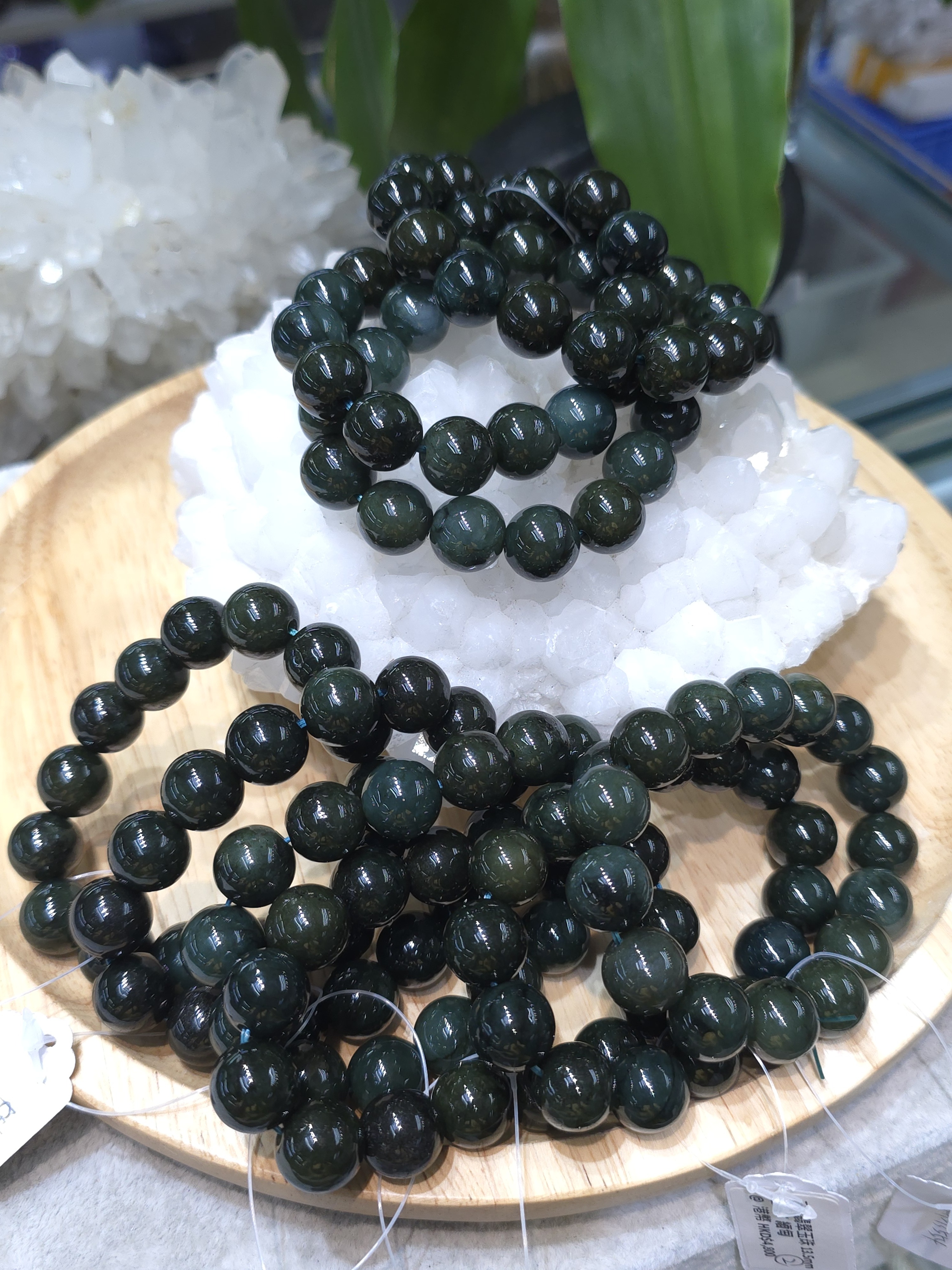 天然翡翠の手串 天然油綠色翡翠手串13.5mm