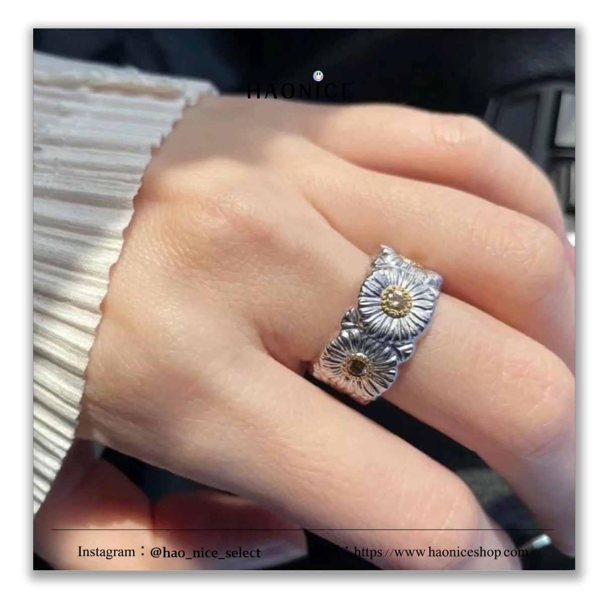 【HAO NICE】GD 100%韓國正品🇰🇷 PEACEMINUSONE權志龍GD同款🔥粉鑽小雛菊🌼義大利純銀開口貼鑽戒指 指環