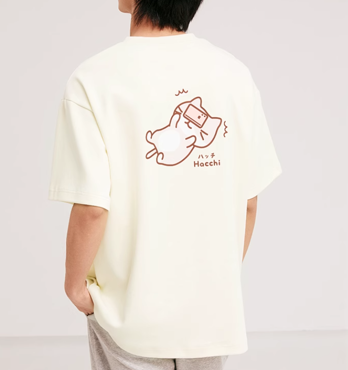 日系 FUKU 貓咪印花圓領棉短袖 TEE