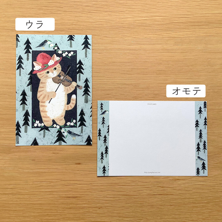 小提琴貓 貓咪繪本明信片｜日本 4legs