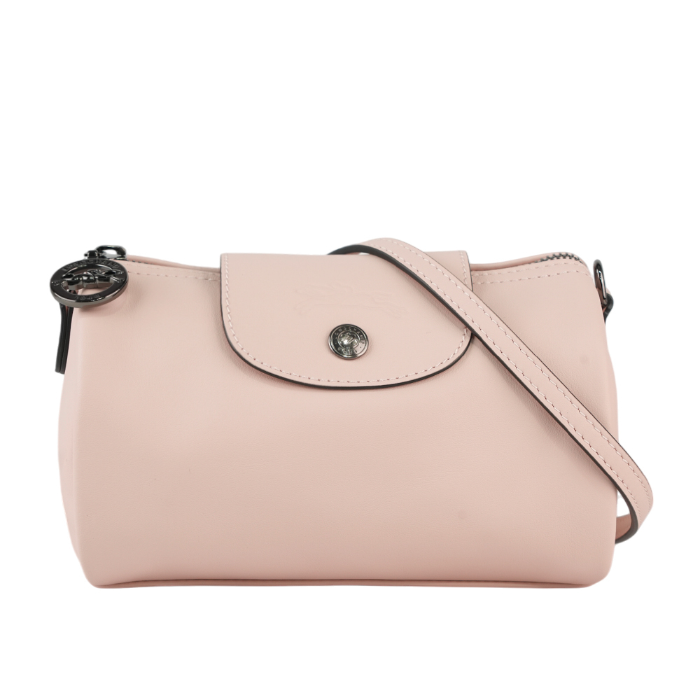 【LONGCHAMP】Le Pliage Xtra XS 小牛皮圓筒斜背包(裸粉色) 10255 987 542
