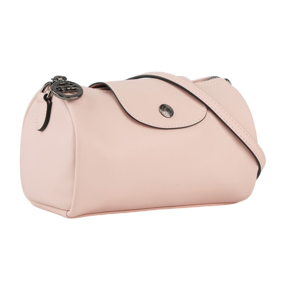 【LONGCHAMP】Le Pliage Xtra XS 小牛皮圓筒斜背包(裸粉色) 10255 987 542