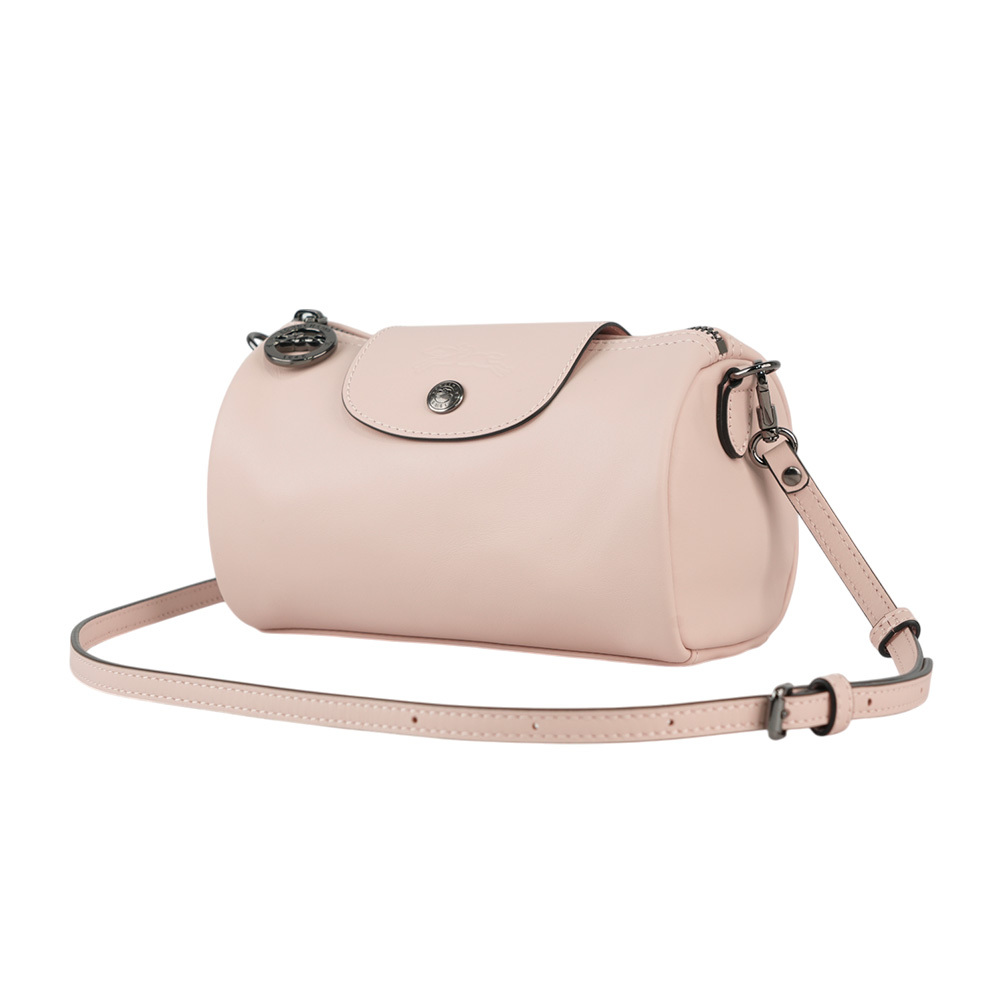 【LONGCHAMP】Le Pliage Xtra XS 小牛皮圓筒斜背包(裸粉色) 10255 987 542