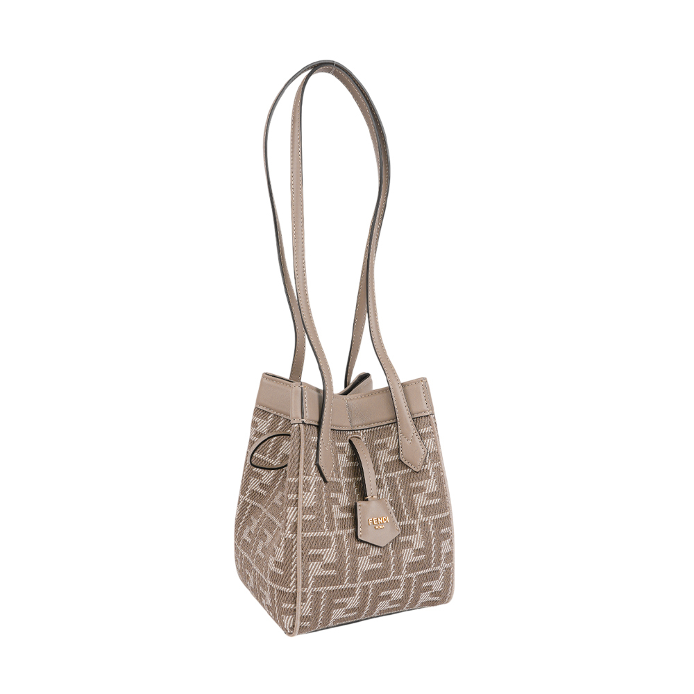 【FENDI】Origami 牛仔緹花可折疊迷你水桶包/托特包(鴿灰色)8BS083 AUPX F1SNP