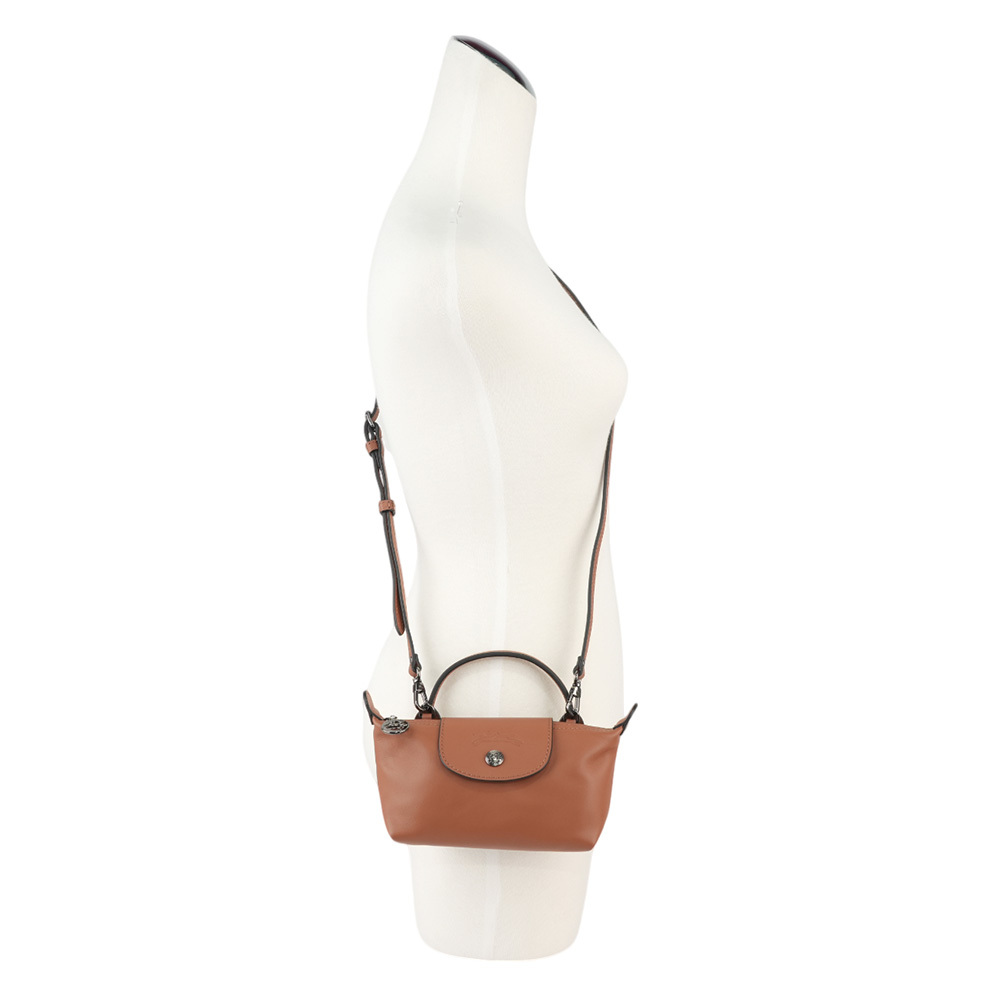 【LONGCHAMP】Le Pliage Xtra XS 小牛皮迷你二用包(白蘭地酒色) 34205 987 504