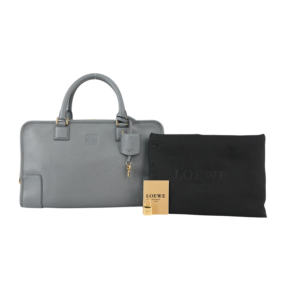 【LOEWE】Amazona 山羊皮大款手提包(灰藍色) 051201