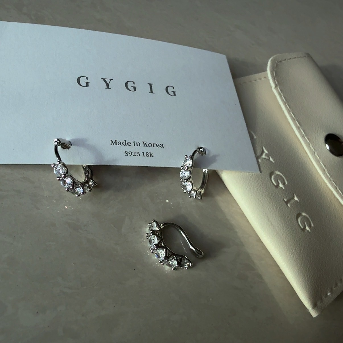 silver高級白金水鑽”耳釦釘/耳骨夾set