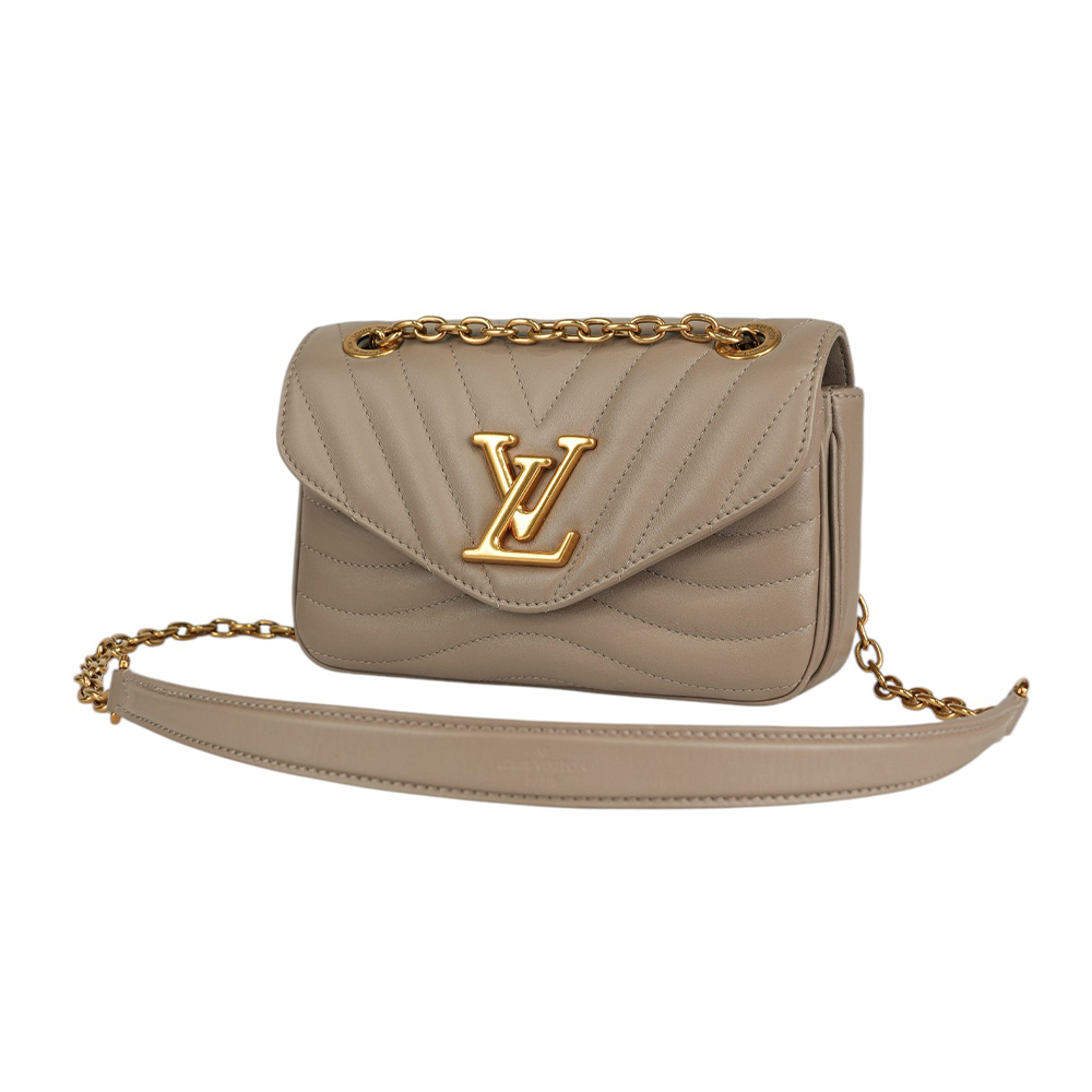 【Louis Vuitton / LV】New Wave PM 縫線牛皮翻蓋二用包(奶茶色) M20838