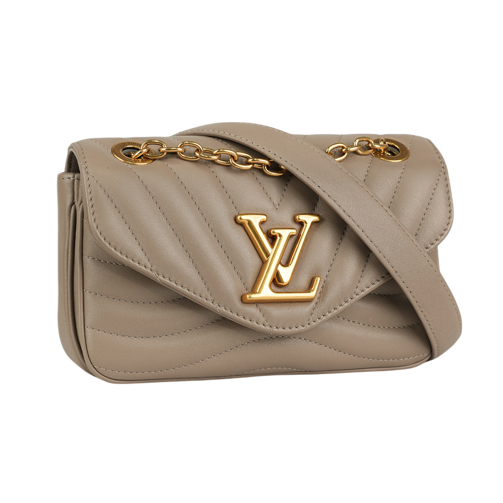 【Louis Vuitton / LV】New Wave PM 縫線牛皮翻蓋二用包(奶茶色) M20838