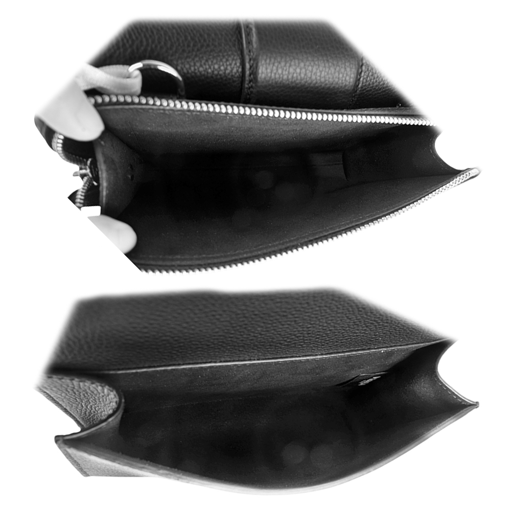 【FENDI】Double Baguette 銀釦粒紋皮革翻蓋及拉鍊斜背包(黑色)7VA649 APDR F0GXN