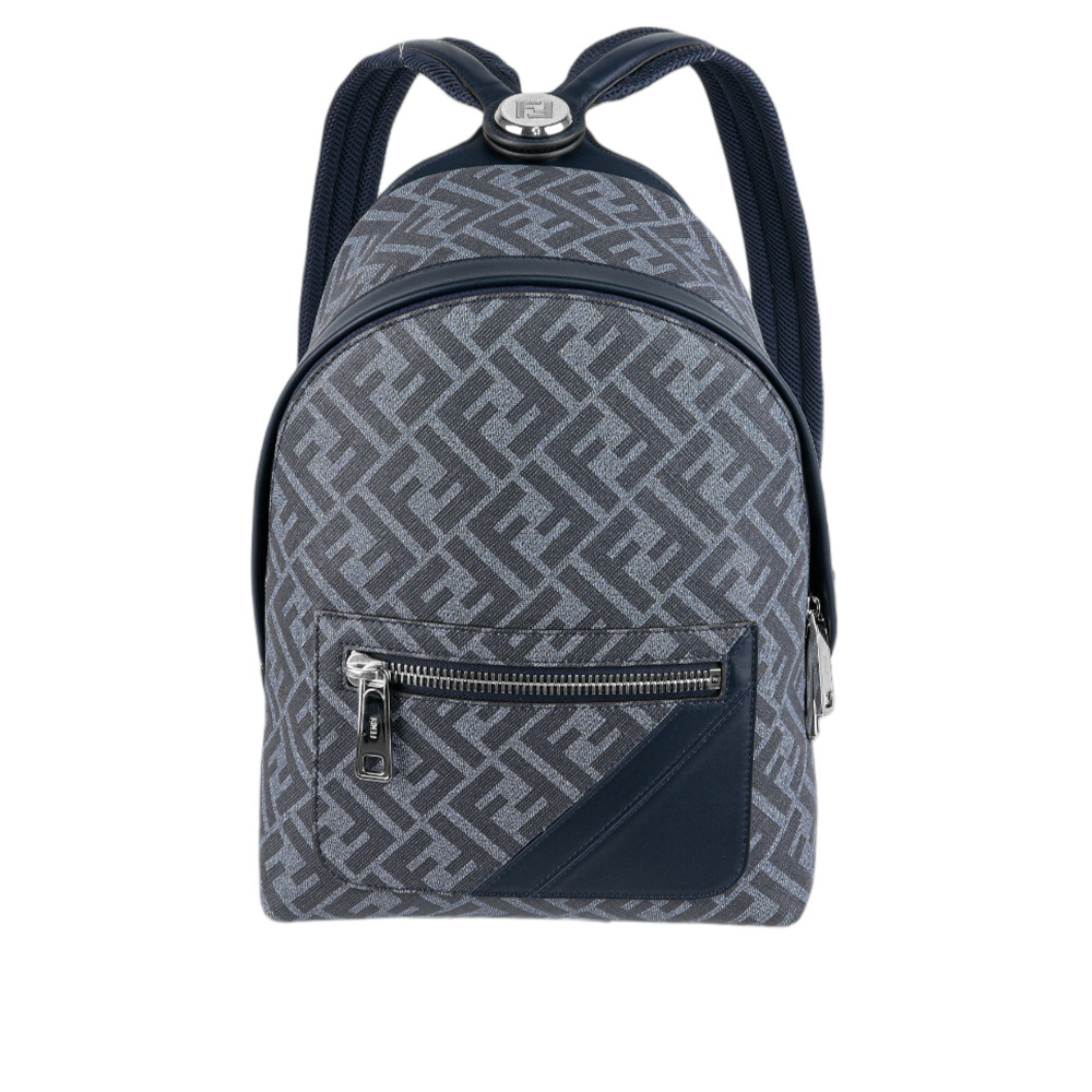 【FENDI】Diagonal 對角設計帆布及皮革小型拉鍊後背包