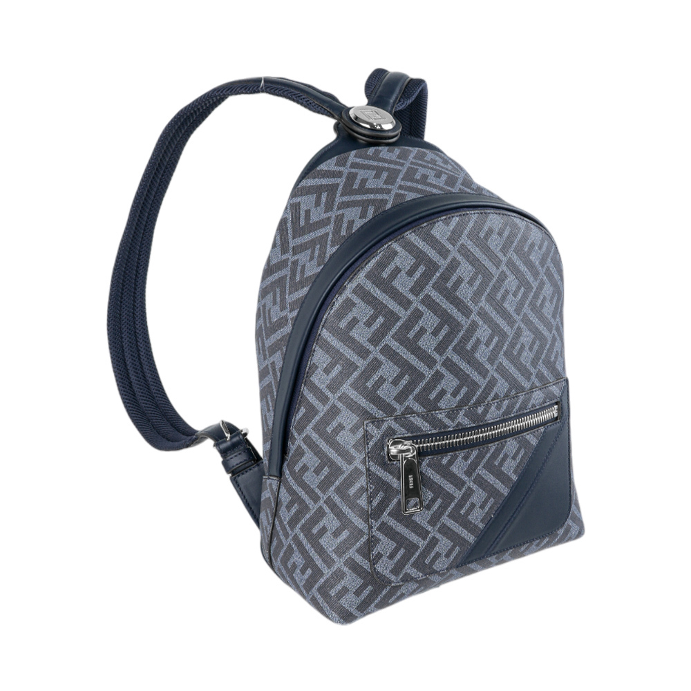 【FENDI】Diagonal 對角設計帆布及皮革小型拉鍊後背包