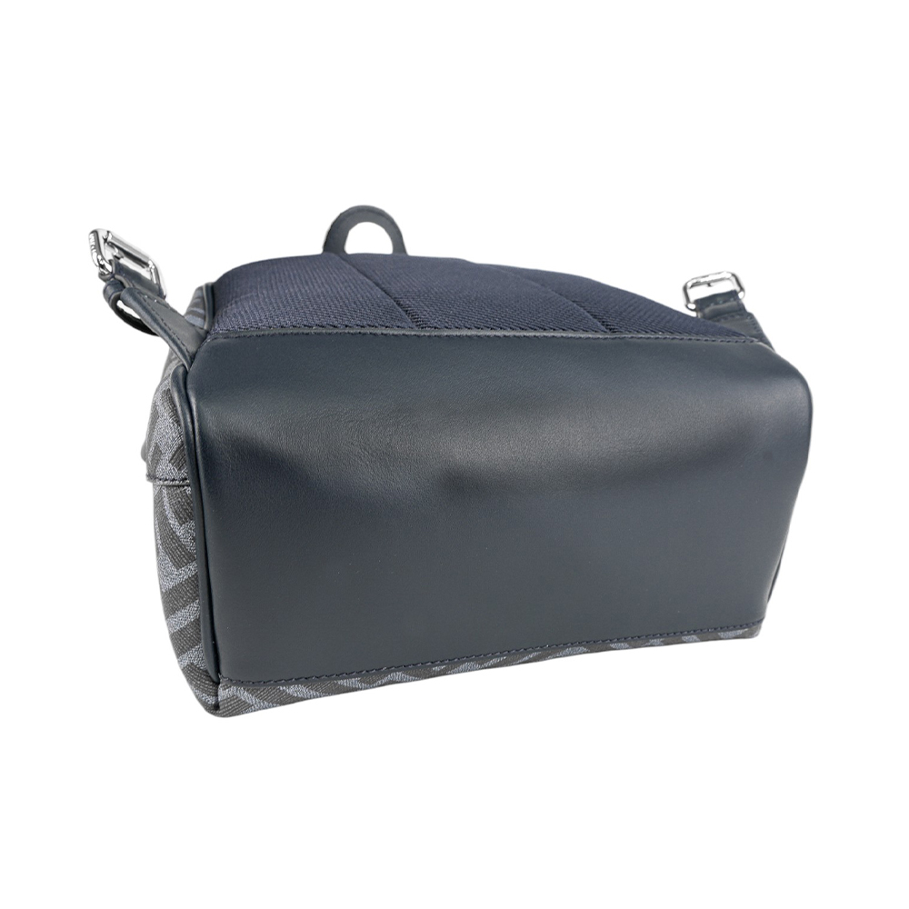 【FENDI】Diagonal 對角設計帆布及皮革小型拉鍊後背包(牛仔藍)7VZ077 ASIC F1O97