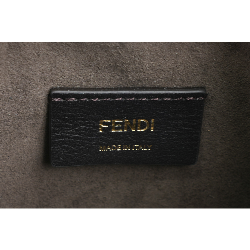 【FENDI】MON TRESOR 刺繡帆布及皮革二用迷你水桶包(抹茶綠/鴿灰色)8BS093 AUPI F1SKI