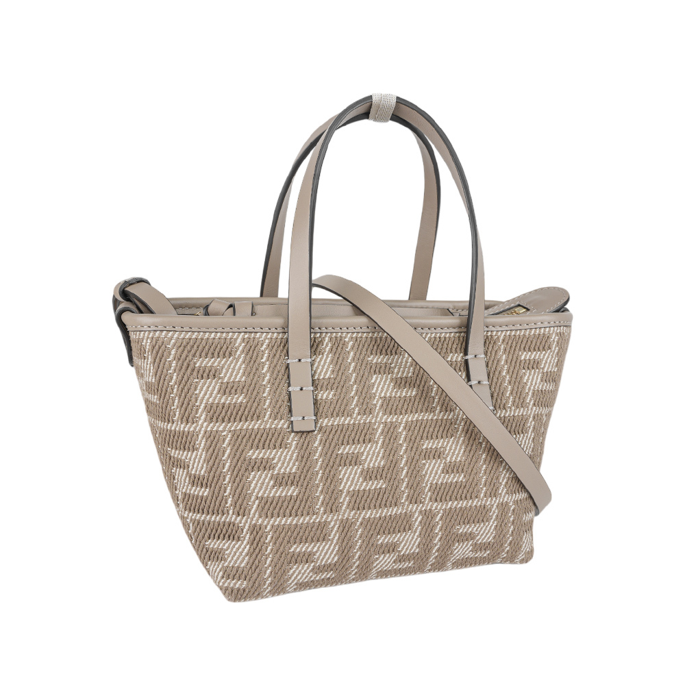 【FENDI】Roll FF Logo 牛仔緹花迷你手提/斜背二用包