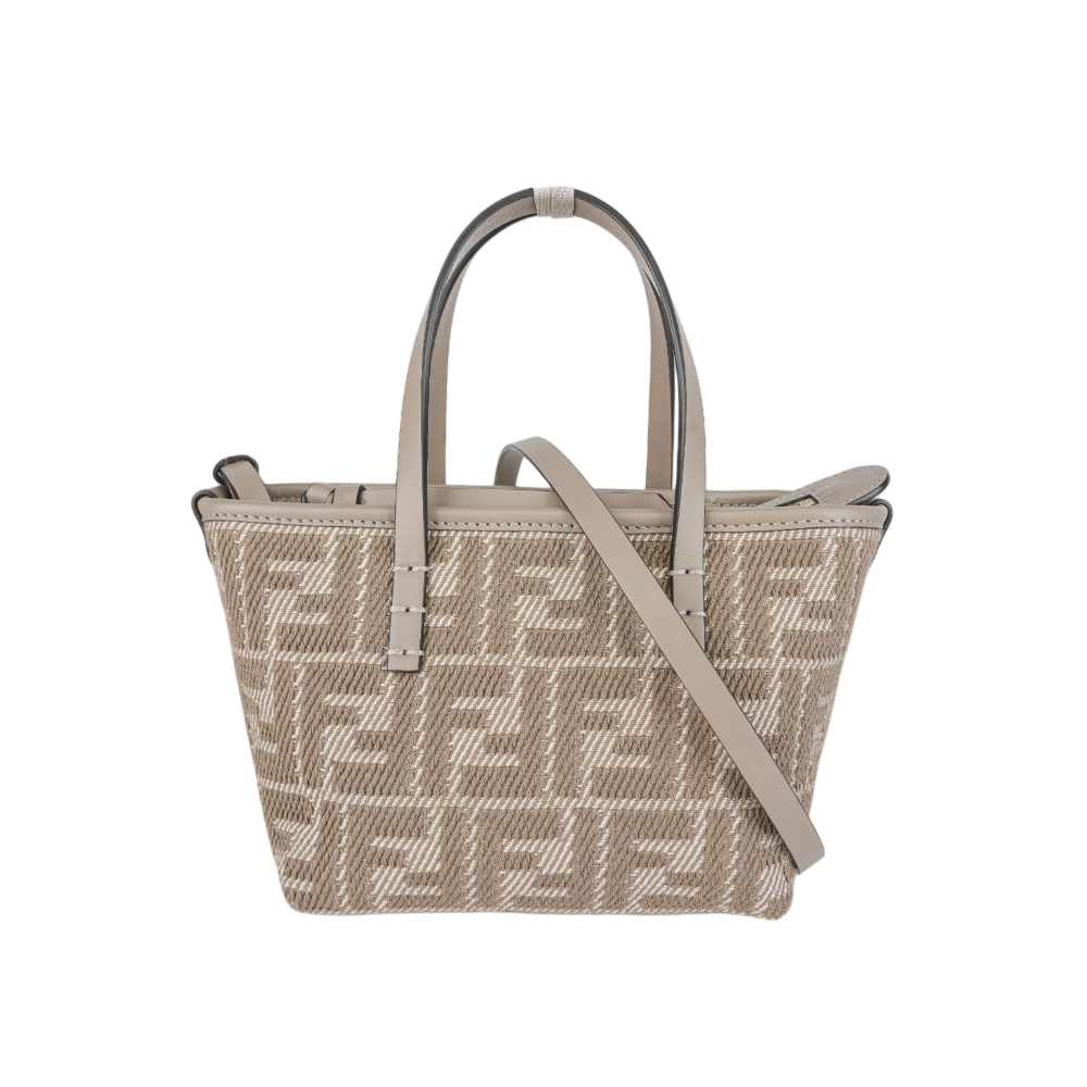 【FENDI】Roll FF Logo 牛仔緹花迷你手提/斜背二用包