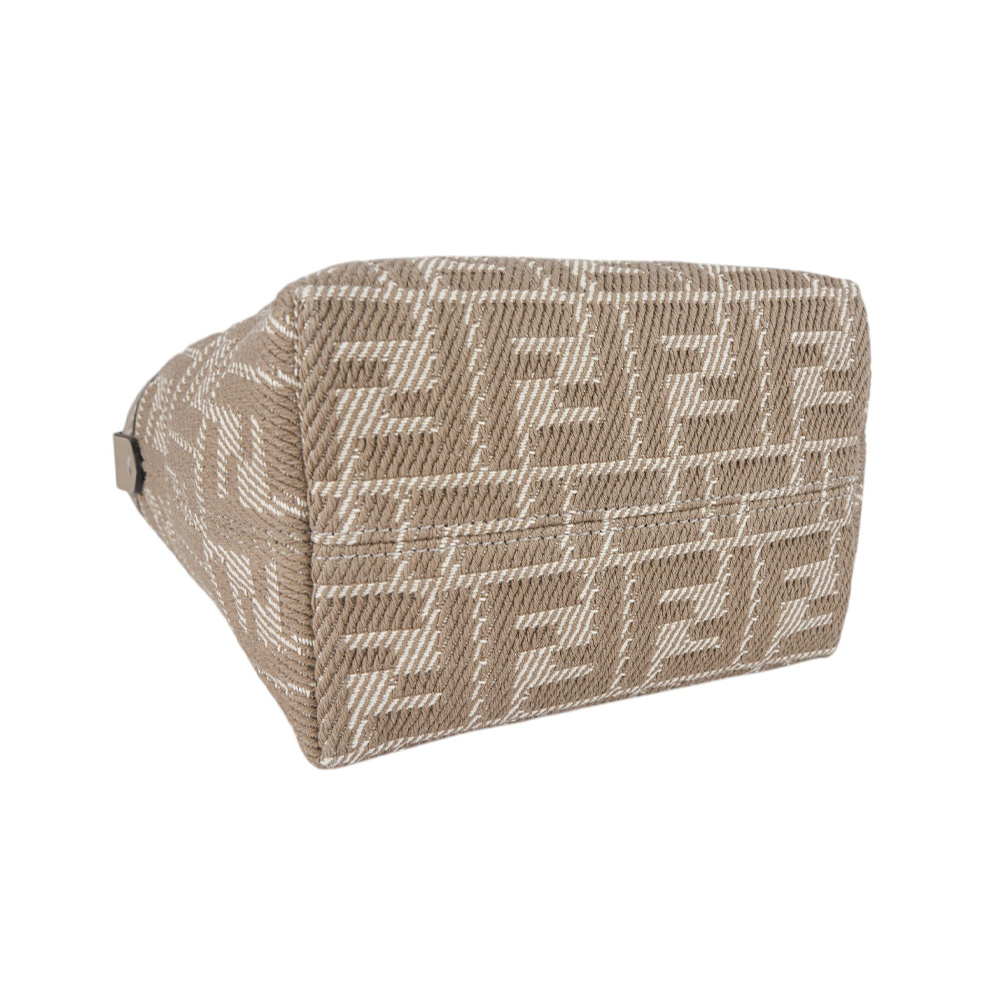 【FENDI】Roll FF Logo 牛仔緹花迷你手提/斜背二用包(鴿灰色)8BS096 AUPX F1SNP