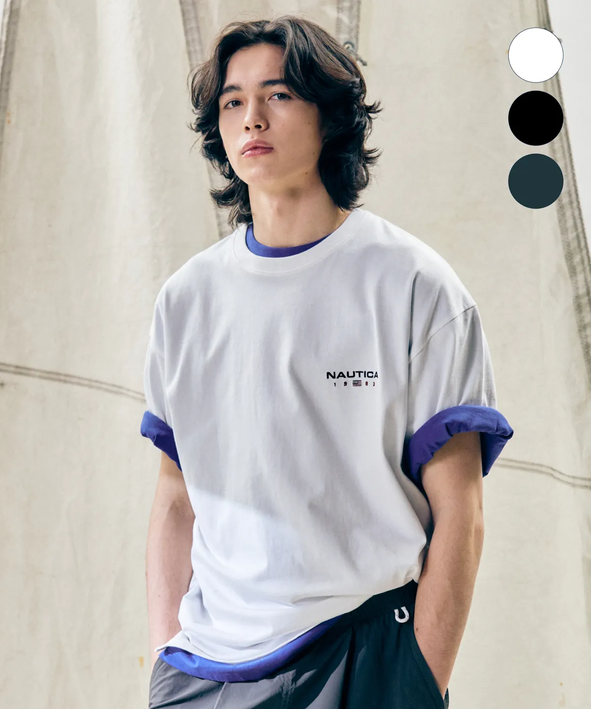 #韓國連線預購 NAUTICA 胸前字母LOGO 短踢 三色