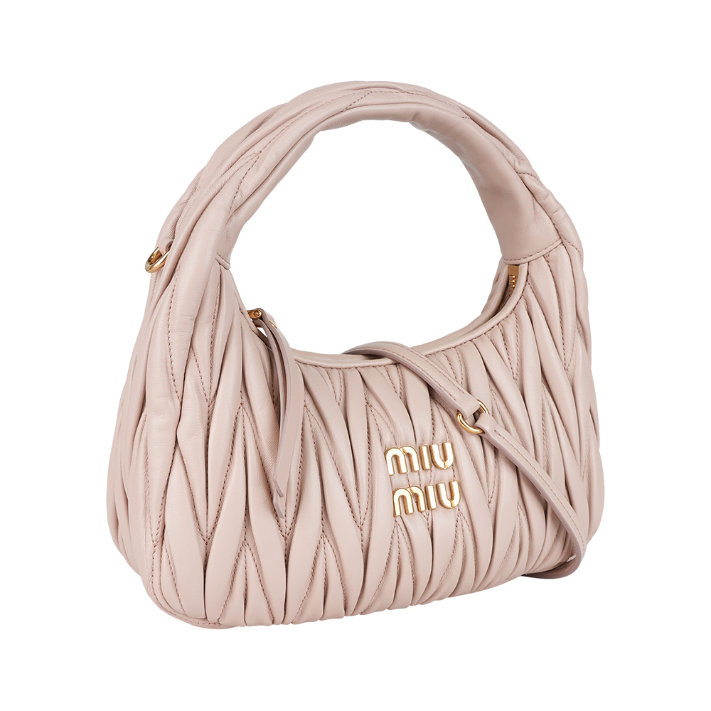 【MIU MIU】Wander Hobo 抓皺納帕皮革半月包/二用包