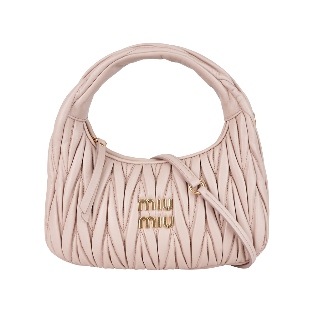 【MIU MIU】Wander Hobo 抓皺納帕皮革半月包/二用包