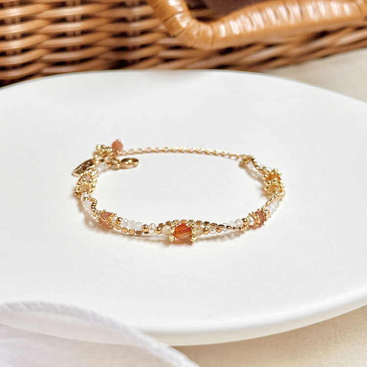 生日花 • 拾月參 • 秋菊 – 紅瑪瑙 – 手鍊