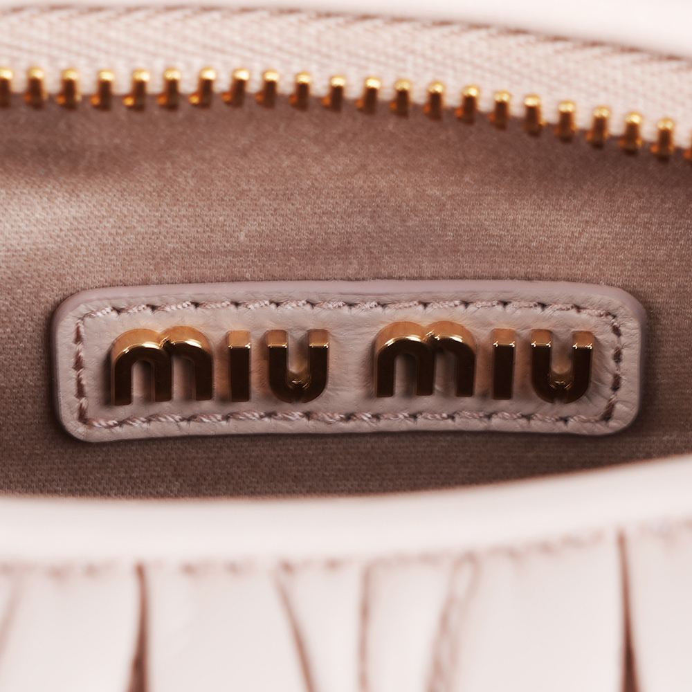 【MIU MIU】Wander Hobo 抓皺納帕皮革半月包/二用包(粉紅色) 5BC125_AN88_F0236