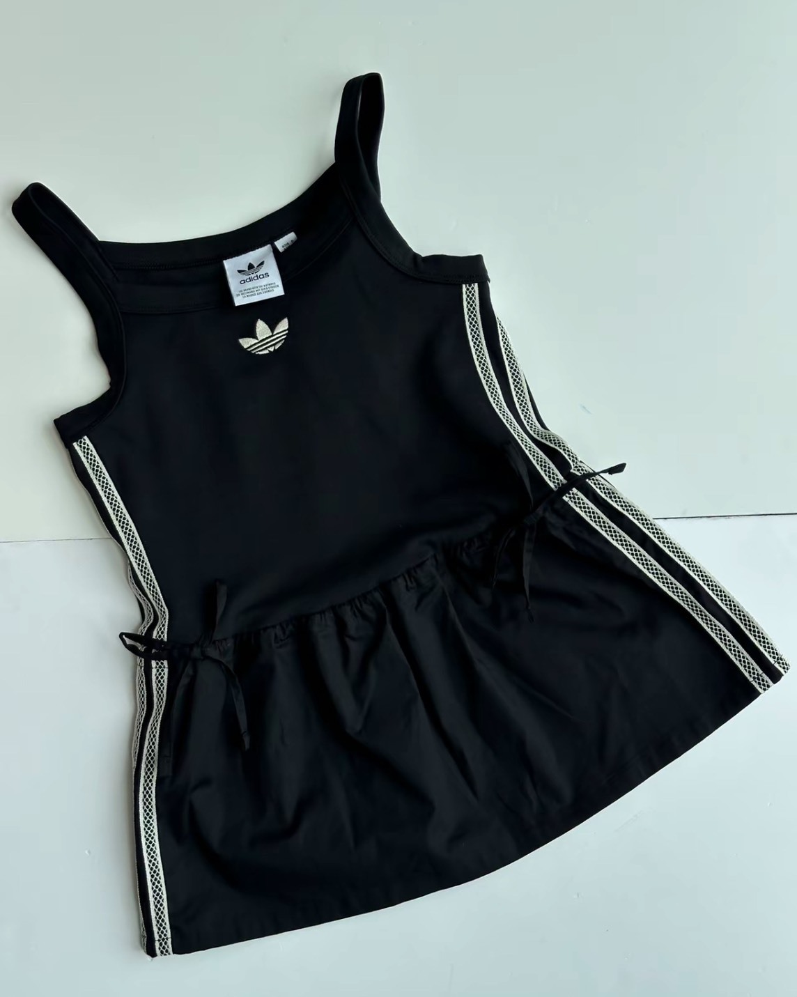 adidas Originals 字母Logo修身系帶背心 女款 黑色