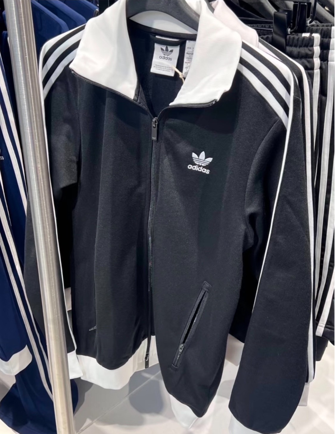 adidas Originals ADICOLOR 拼色立領運動外套 女款 黑色