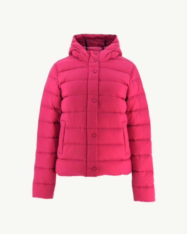 【JOTT】JAN連帽鈕扣羽絨外套(桃紅)
