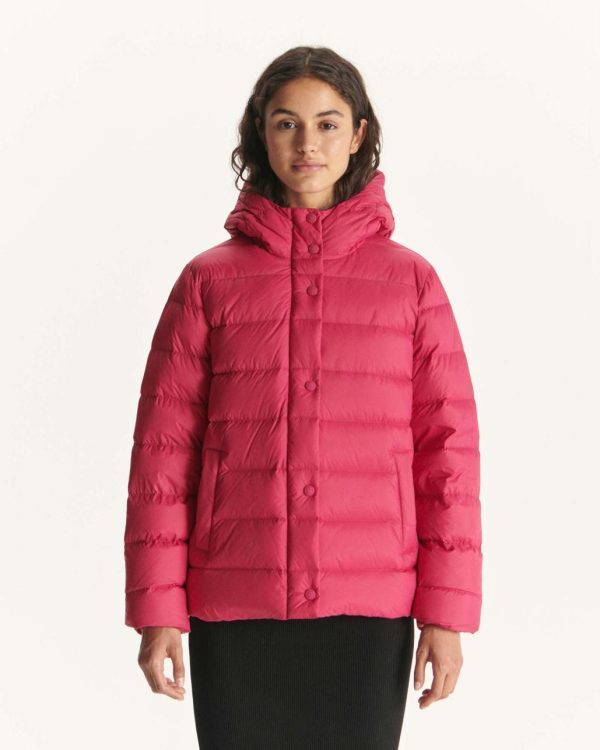 【JOTT】JAN連帽鈕扣羽絨外套(桃紅)