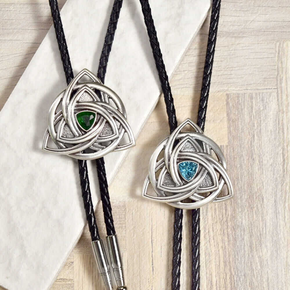 凱爾特結系列 三角形 真皮皮繩 保羅領帶/Bolo Tie/美式領帶 - 新品