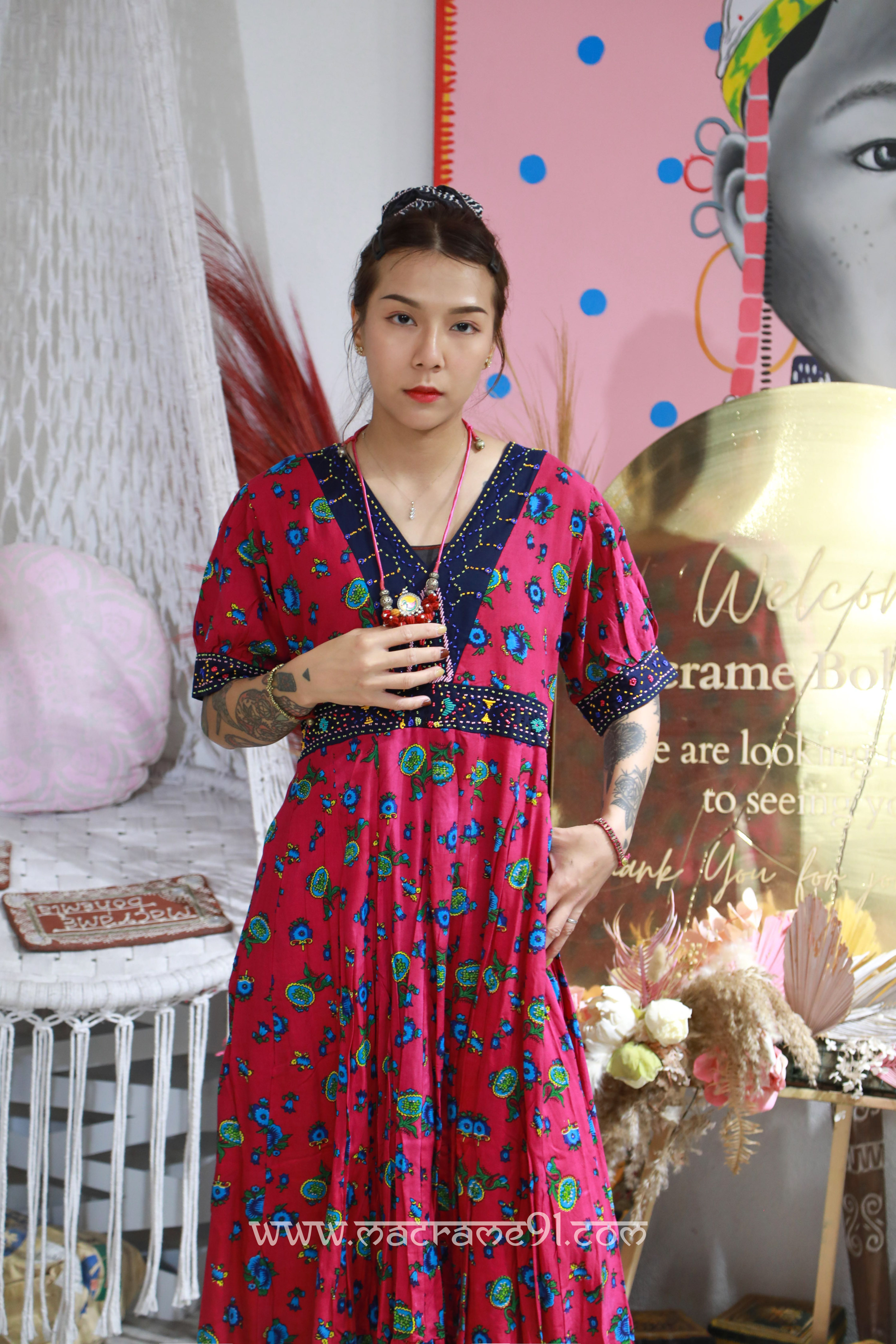 Macrame Long Dress - M3130R - Pink (0520)