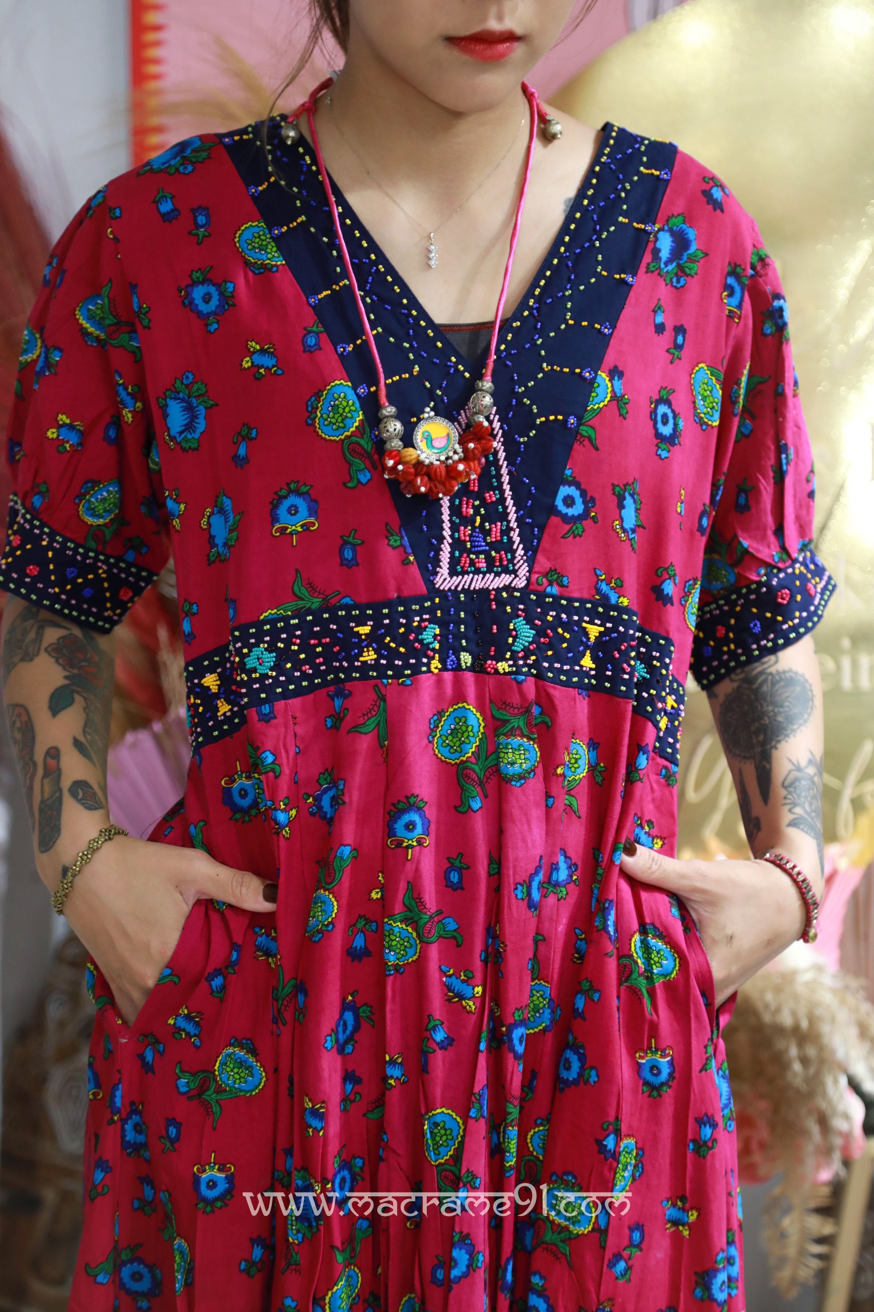 Macrame Long Dress - M3130R - Pink (0520)