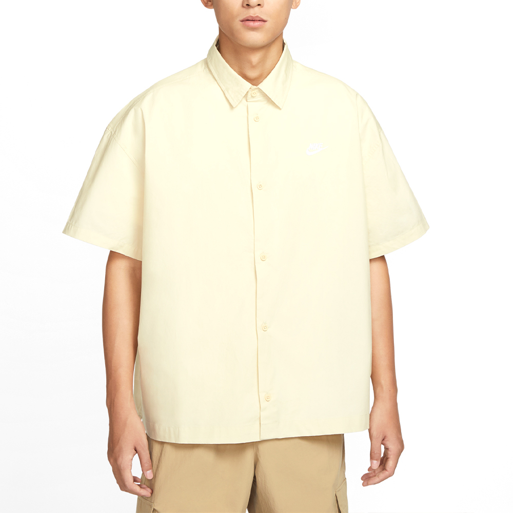Nike Club SS BTN Shirt OS 男款 淺卡其色 上衣 運動 休閒 襯衫 短袖 HJ2027-234